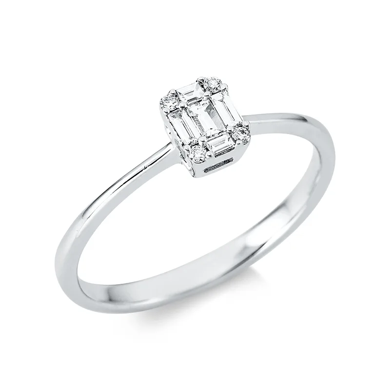 Diamond Group Μονόπετρο Δαχτυλίδι με Διαμάντια Brilliant από Λευκό Χρυσό 18 Καρατίων DDX574