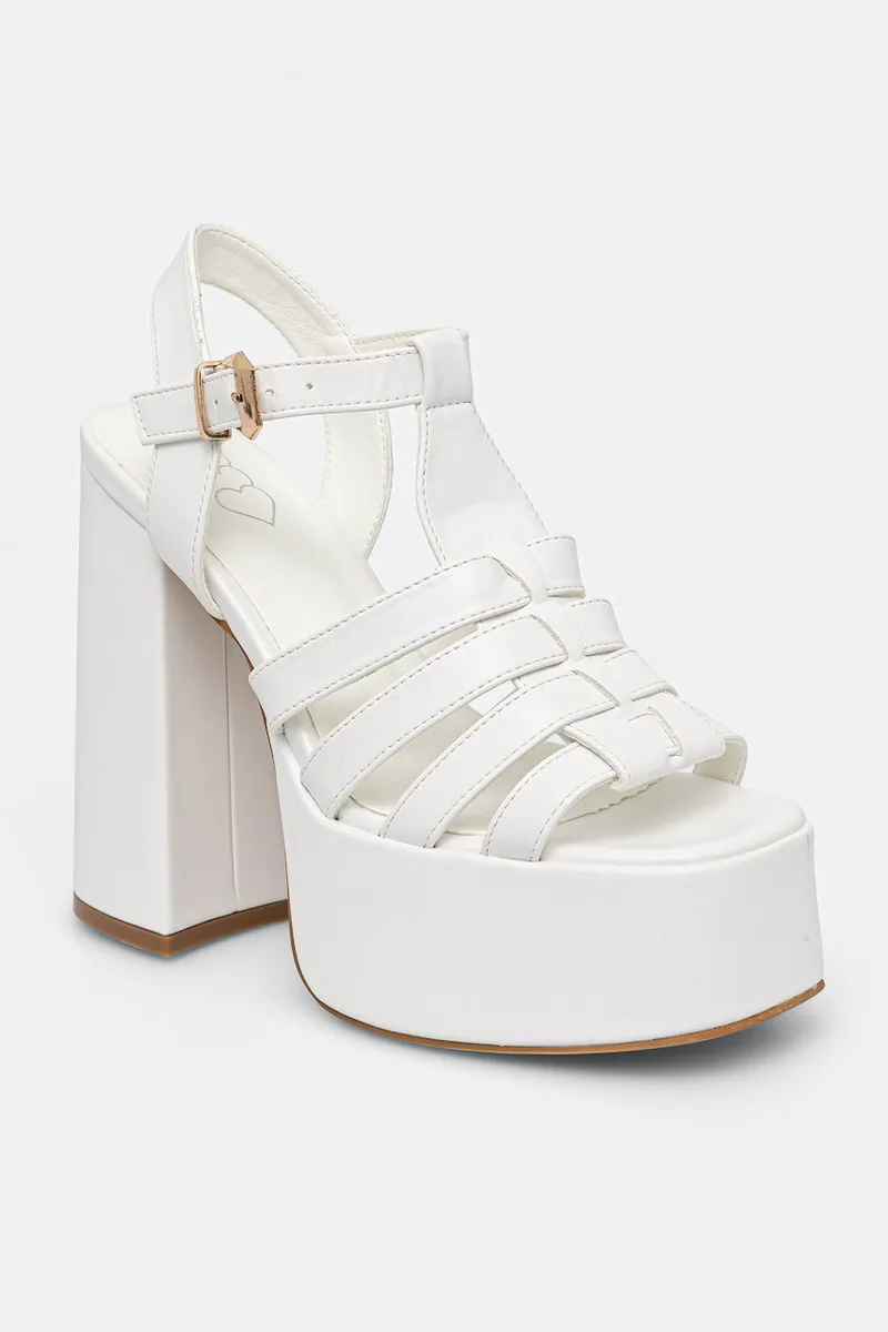 Πέδιλα Koi Footwear DBP55 WHITE PLATFORM HEEL