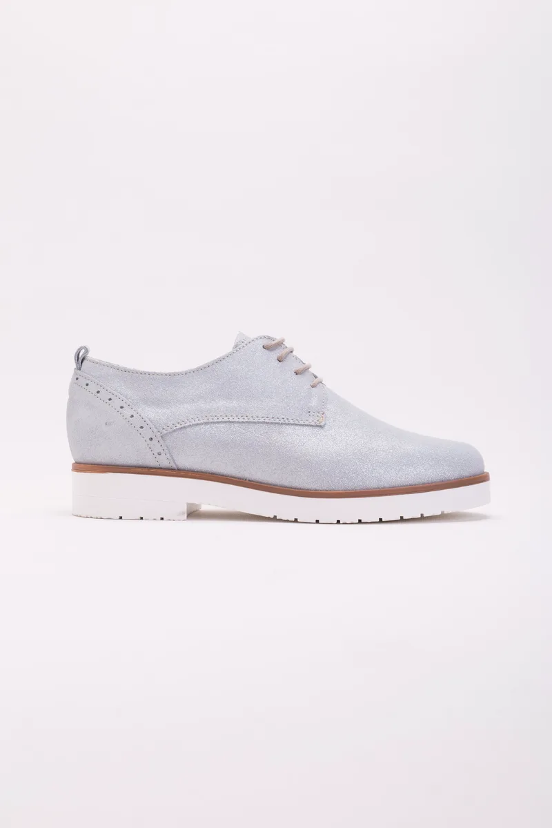 Esprit γυναικεία παπούτσια oxford με μεταλλιζέ χρώμα - 018EK1W018 Ασημί