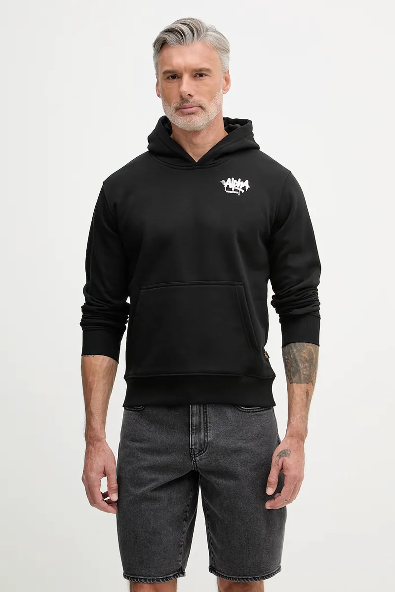 Alpha Industries μπλούζα με κουκούλα ανδρική με βαμβάκι Signature