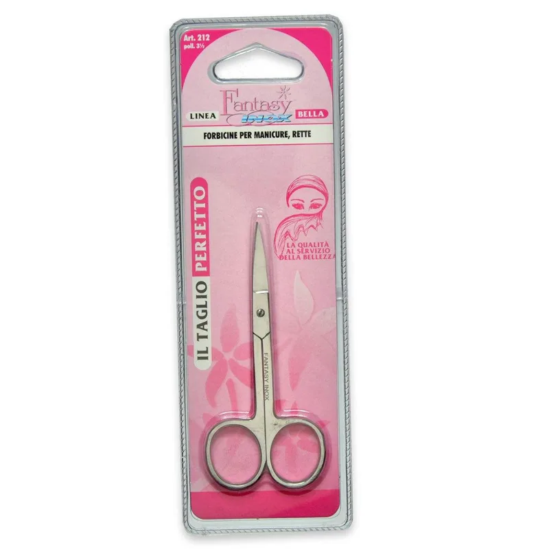 Straight stainless steel manicure scissors art. 212 in. 3½ fantasy line