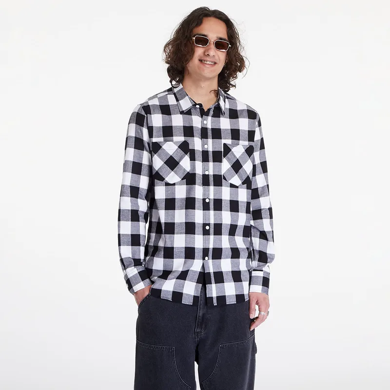Πουκάμισο Urban Classics Checked Flanell Shirt Black/ White XXL