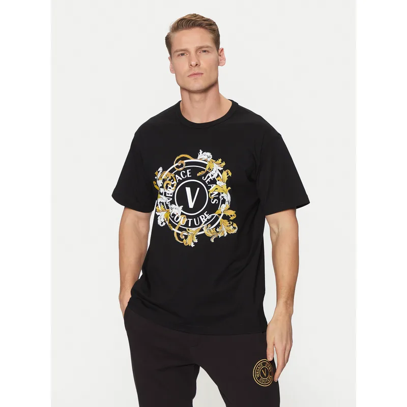 Versace Jeans Couture T-Shirt 78GAHC01 Μαύρο Regular Fit