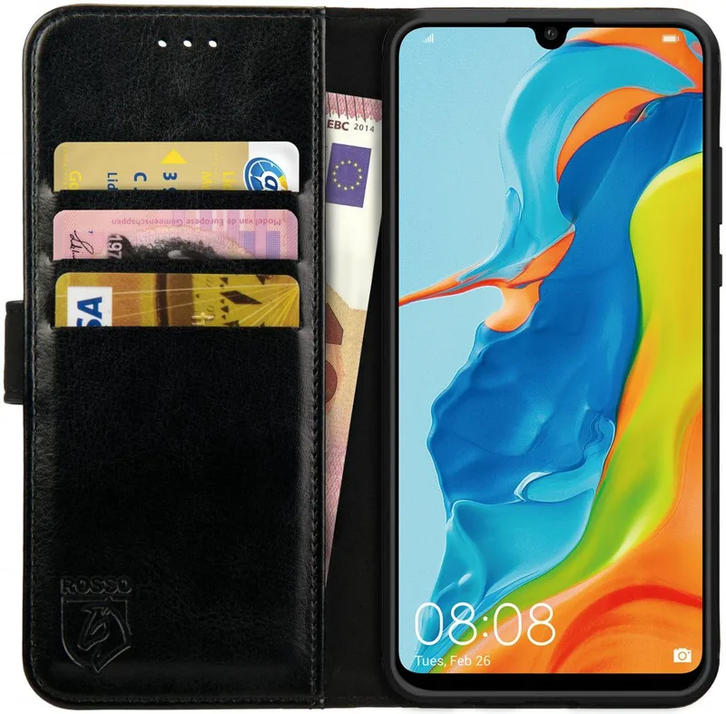 Κόκκινο Element PU Θήκη Πορτοφόλι Huawei P30 Lite - Black (8719246172687)