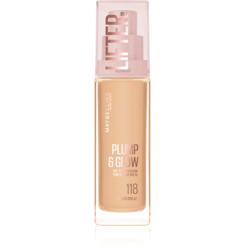 MAYBELLINE NEW YORK Lifter Plump & Glow λαμπρυντικό μεικ απ για φυσική εμφάνιση απόχρωση 118 30 ml