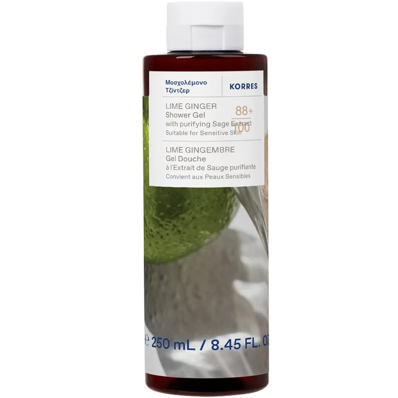 Korres Lime Ginger & Purifying Sage Extract Shower Gel Αφρόλουτρο Σώματος με Δροσερές Νότες από Μοσχολέμονο, Φρέσκο Τζίντζερ & Εκχύλισμα Φασκόμηλου 250ml