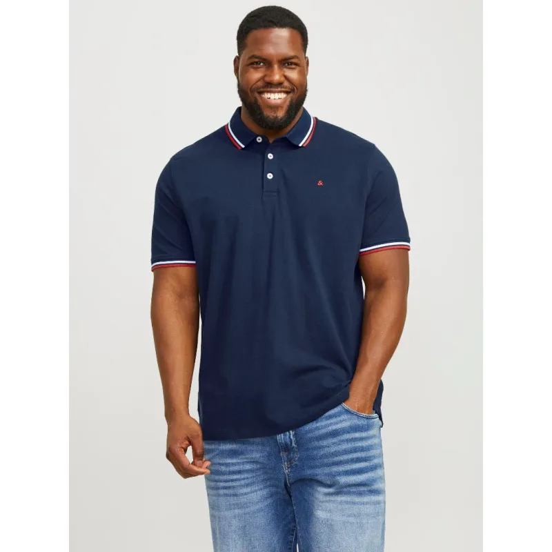 Βαμβακερό Polo πικέ "Paulos" Jack & Jones σε plus fit γραμμή - Navy Blazer