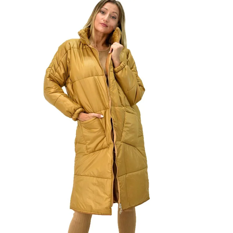 Γυναικείο μπουφάν oversized Μουσταρδί 9446