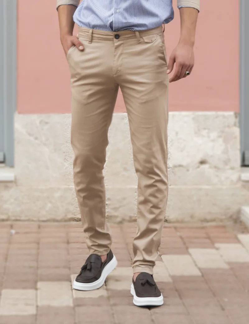 Ανδρικό μπεζ υφασμάτινο Chinos παντελόνι Ben Tailor 0285B