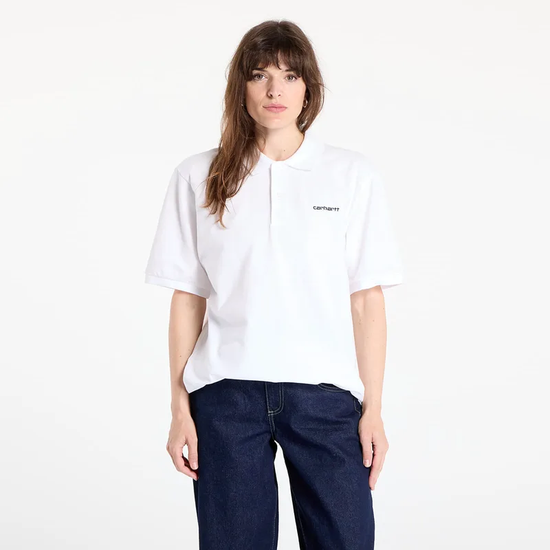 T-shirt Carhartt WIP S/S Carhartt Script Polo UNISEX White/ Black L