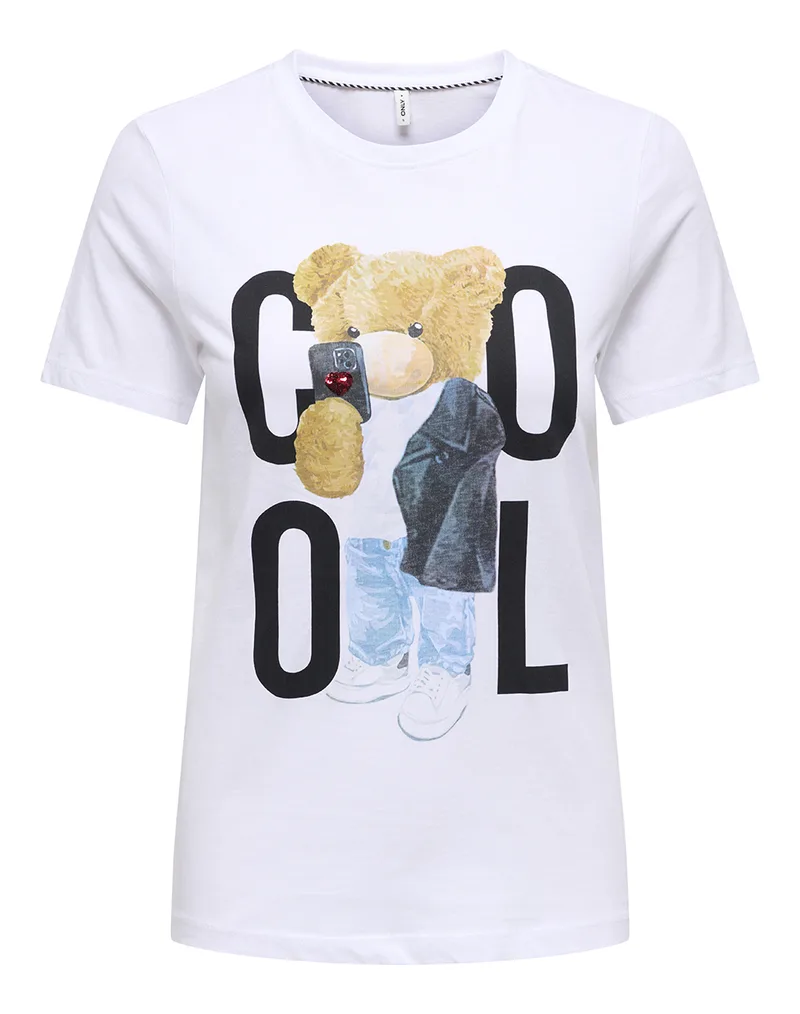 ONLY ONLTEDDY S/S PRINT BOX JRS 15369992-Bright WhiteTeddycool White