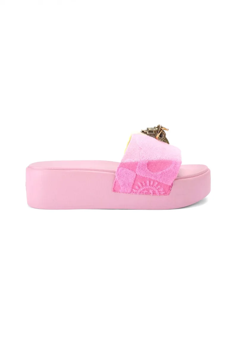 KURT GEIGER ΠΑΠΟΥΤΣΙΑ ΠΑΝΤΟΦΛΕΣ ΜΕΕΝΑ ΕAGLE PLATFORM LOGO ΠΟΛΥΧΡΩΜΟ/ΡΟΖ