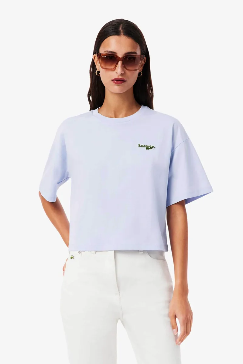 Lacoste γυναικείο T-shirt με κεντημένο λογότυπο Relaxed Fit - TF7605-00 Σιελ