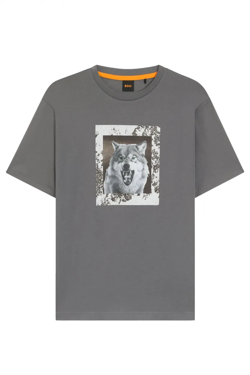 BOSS CASUAL T-SHIRT TE_LUPO ΓΚΡΙ