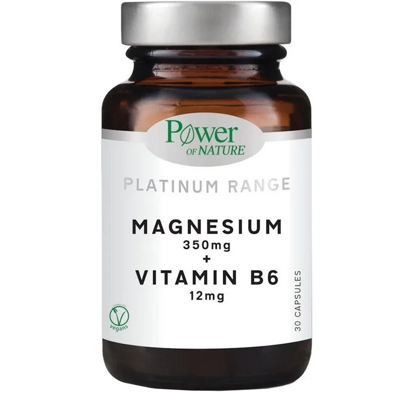 Power Health Platinum Range Magnesium 350mg & Vitamin B6 12mg Συμπλήρωμα Διατροφής Μαγνησίου & Βιταμίνης Β6 για την Καλή Λειτουργία του Νευρικού & Μυϊκού Συστήματος 30caps