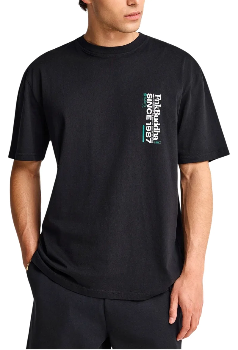 Μπλούζα Κοντομάνικη Funky Buddha Με Τύπωμα FBM013-037-04-BLACK Ανδρικό