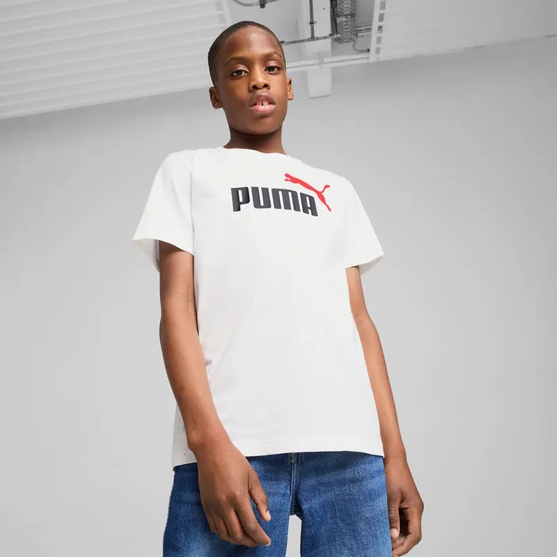 PUMA BOY'S ESS 2 COLOR NO.1 LOGO T-SHIRT ΑΣΠΡΟ