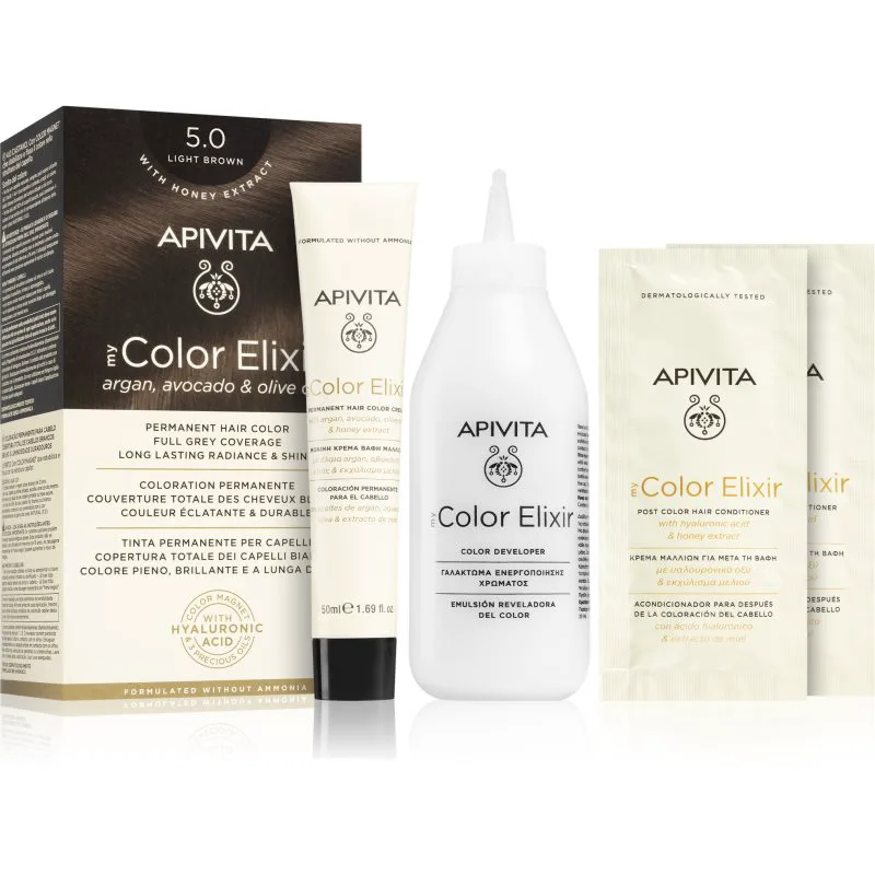 Apivita My Color Elixir βαφή μαλλιών χωρίς αμμωνία απόχρωση 5.0 Light Brown 1 τμχ