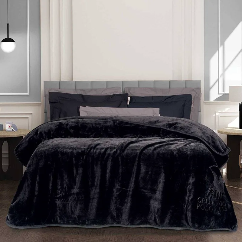 ΚΟΥΒΕΡΤΑ ΥΠΕΡΔΙΠΛΗ GPC POLO VELOUR 3440 ΜΑΥΡΟ 220X240CM