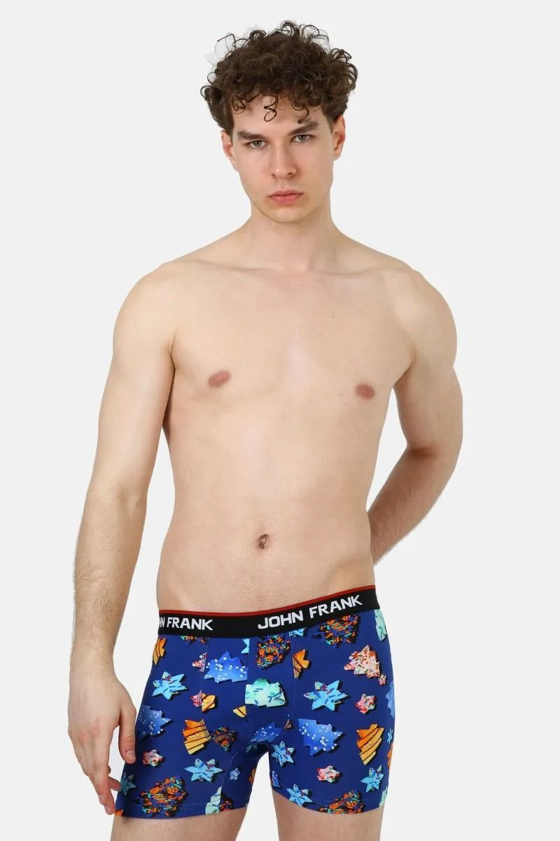 Χριστουγεννιάτικο ανδρικό boxer NUT CRACKER Βαμβακερό John Frank 30984 Μπλέ