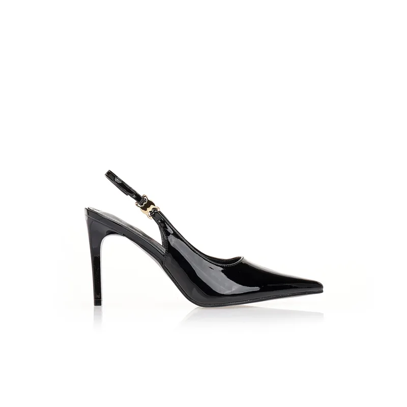Γόβες μαύρες μυτερές slingback ΜΑΥΡΟ