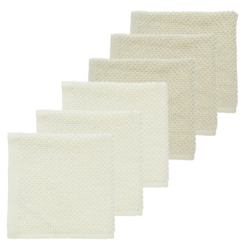 Σετ 6τμχ Λαβέτα Βαμβακερή 30x30εκ. Popcorn Natural/Soft Sand Meyco MEY-167.205.CN.02.M6 (Ύφασμα: Βαμβάκι 100%, Χρώμα: Εκρού ) - Meyco - MEY-167.205.CN.02.M6