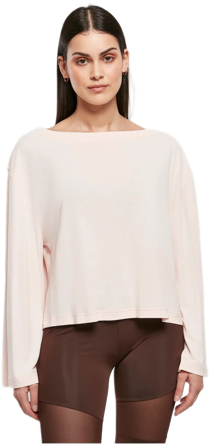 Ladies Short Modal Bateau Necklinie Longsleeve Urban Classics TB5424-00185 pink