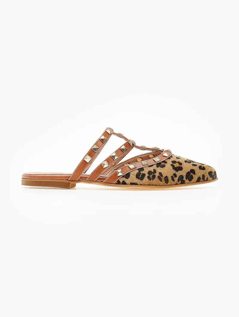 Estil Studded Closed-Toe Mules - 450 (λεοπαρ) - Leopard