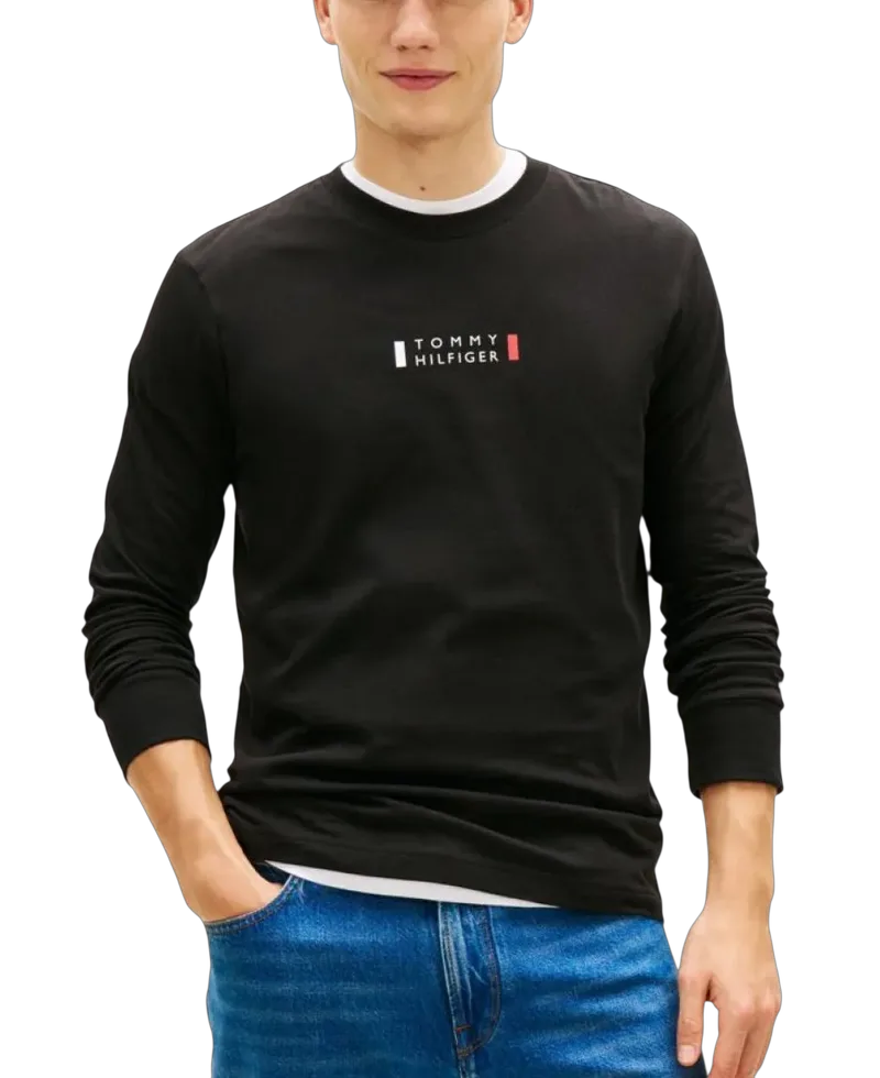 Ανδρικό Μακρυμάνικο T-shirt Μαύρο Tommy Hilfiger MW0MW41454-BDS