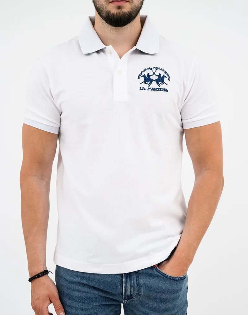 LA MARTINA ΜΠΛΟΥΖΑ POLO ΚΜ MAN POLO S/S PIQUET STRETCH 3LMCCMP11-00001 White