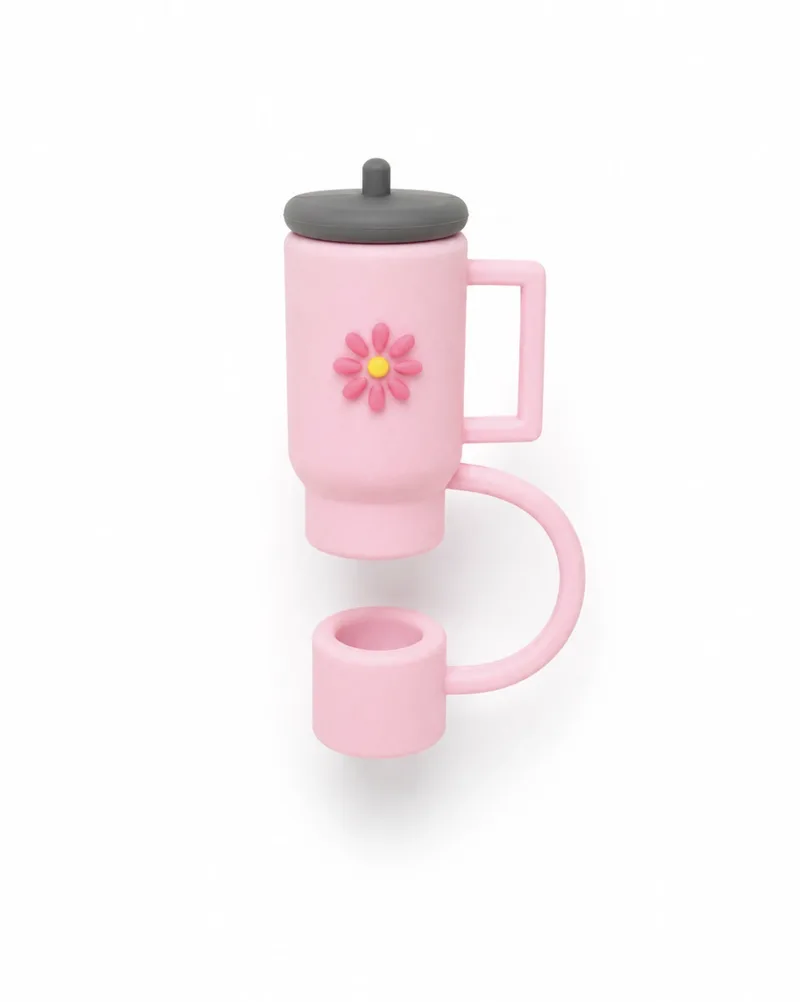 Καπάκι Σιλικόνης Straw Tumbler Lid - Tumbler Ροζ