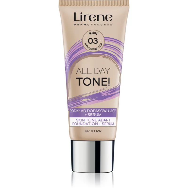 Lirene ALL DAY TONE! ενυδατικό μεικ απ για λαμπερή επιδερμίδα απόχρωση 03 Nude 30 ml