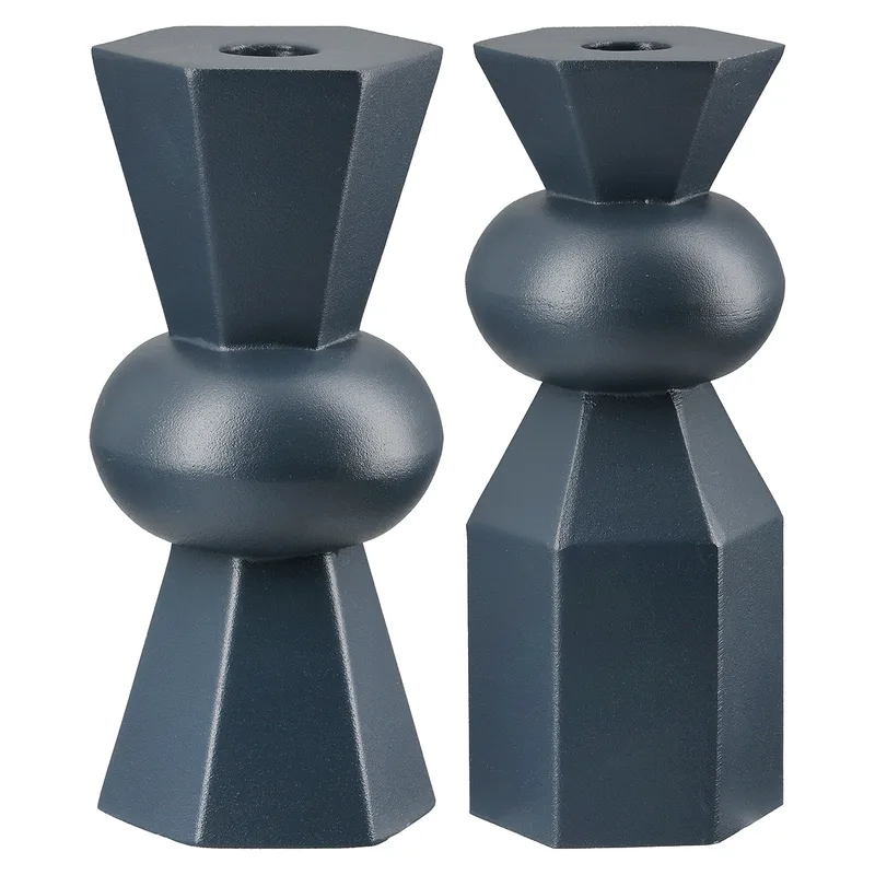 Κηροπήγιο ArteLibre Σκούρο Μπλε Μέταλλο 7x7x19cm Σε 2 Σχέδια