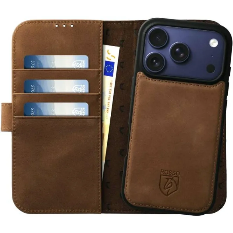 Θήκη iPhone 17 Pro Max Κόκκινο Elite Δερμάτινο Πορτοφόλι με MagSafe - Brown (8719246484728)