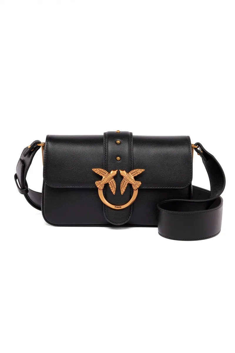PINKO ΤΣΑΝΤΑΚΙ LOVE ONE MINI FL VITELLO MORBIDO ΜΑΥΡΟ