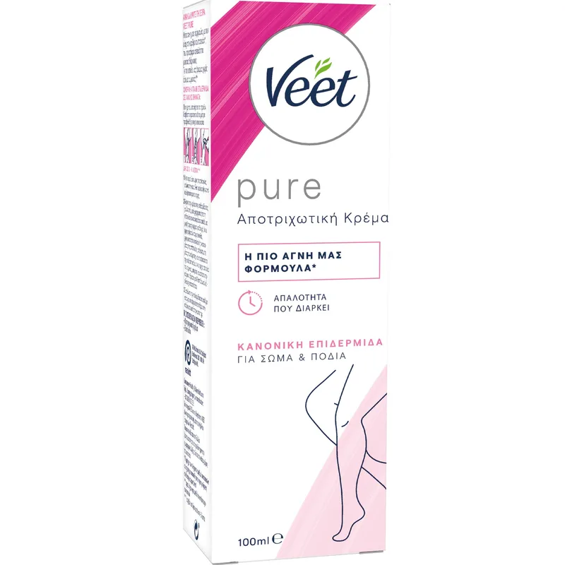 Veet Pure Hair Removal Cream Αποτριχωτική Κρέμα Σώματος για Έως & 7 Ημέρες Λειότητας 100ml