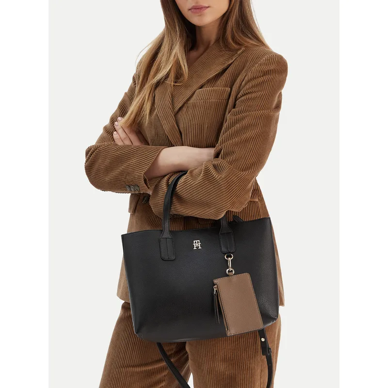 Τσάντα Tommy Hilfiger Th Icon Mini Tote AW0AW18233 Μαύρο