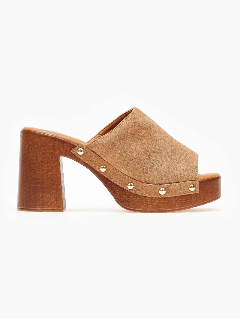 ERYNN Suede Studded Clogs - FL-913 (suede) - Taupe