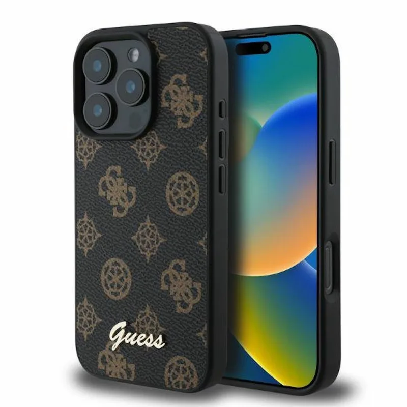 Θήκη Guess Peony Script Logo Magsafe Black iPhone 16 Pro Max