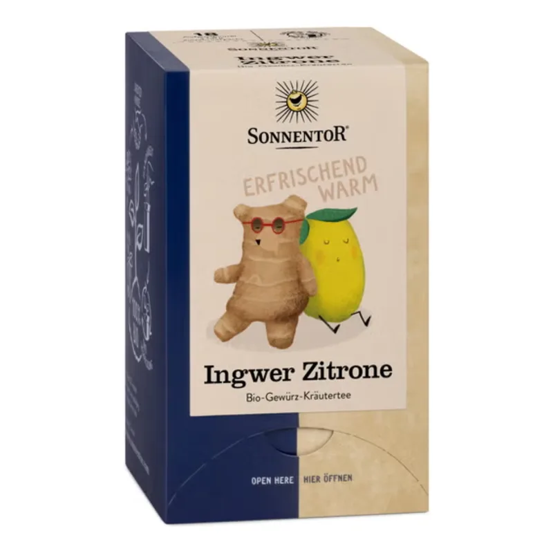 Sonnentor Ginger and Lemon Herbal Tea, Sachets, 18 pieces (32.40 g)