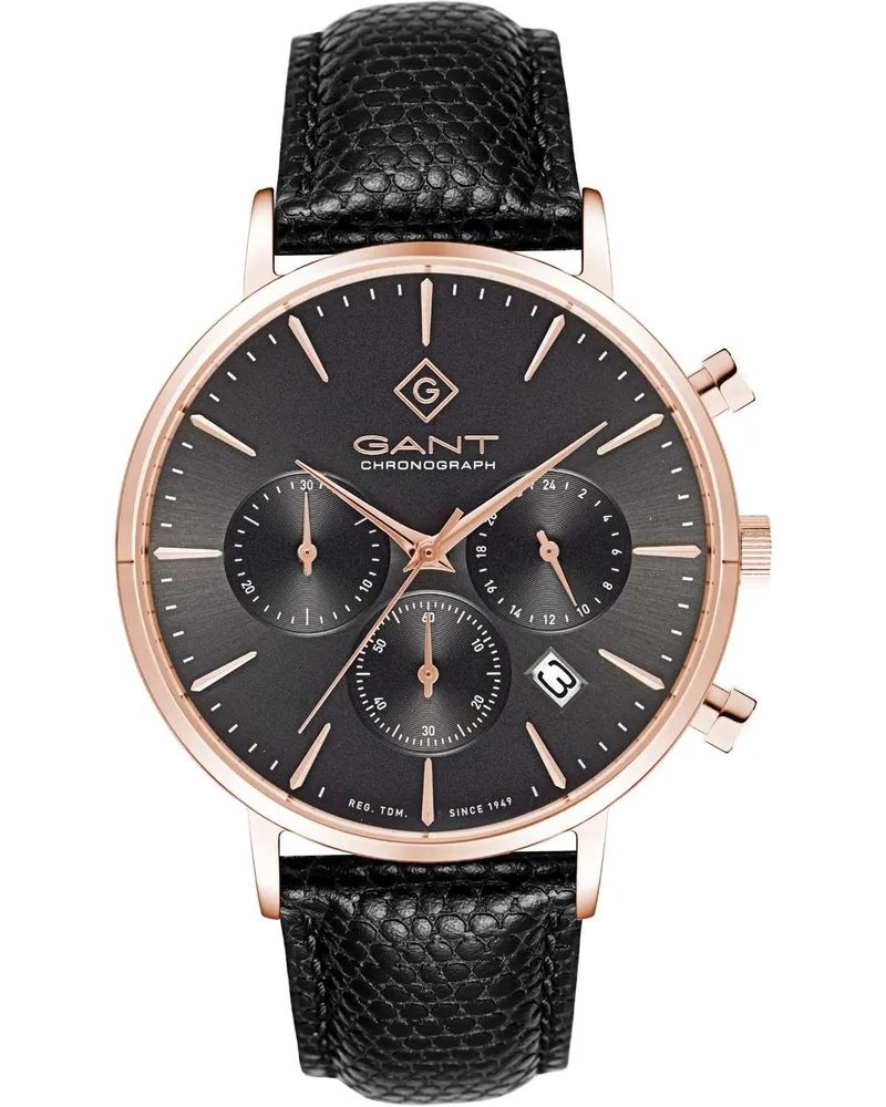 GANT Park Avenue Chronograph Men's - G123006, Rose Χρυσό case with Black Leather Strap