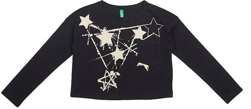 ΜΠΛΟΥΖΑ ΜΑΚΡΥΜΑΝΙΚΗ BENETTON F SHINY GIRL 1 ΜΑΥΡΟ (120 CM)-(6-7 ΕΤΩΝ)