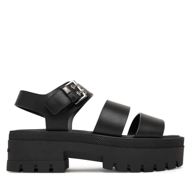 Σανδάλια Tommy Jeans Tjw Straps Leather Max Sandal EN0EN02944 Μαύρο