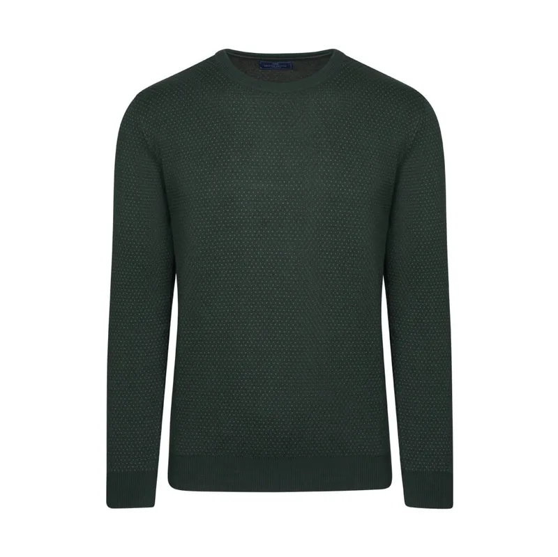 Prince Oliver Πουλόβερ Με Μικροσχέδιο Πράσινο (Modern Fit) New Arrival