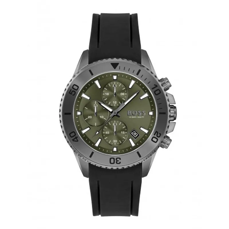 Boss Mens Watch Admiral Black Rubber Strap 1513967