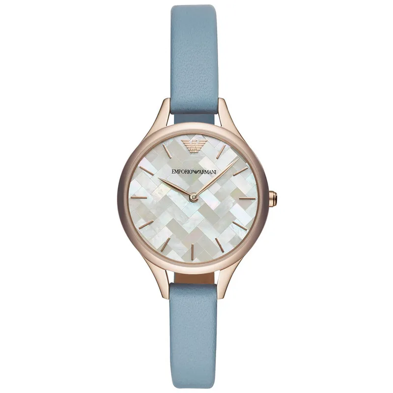 Emporio Armani Gianni T-Bar Light Blue Leather Strap AR11109