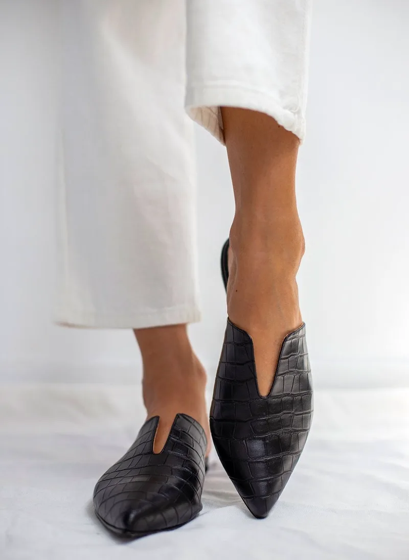 TFP Comfort Mules - 22 (κροκό) - Black