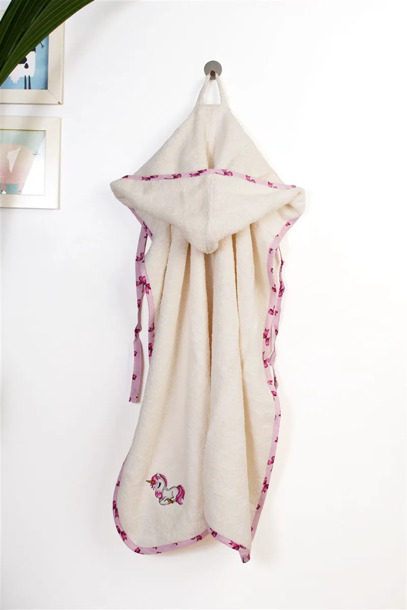 Κάπα Με Κέντημα Bebe 75x85εκ. Unicorn 189 Ecru-Pink Dimcol