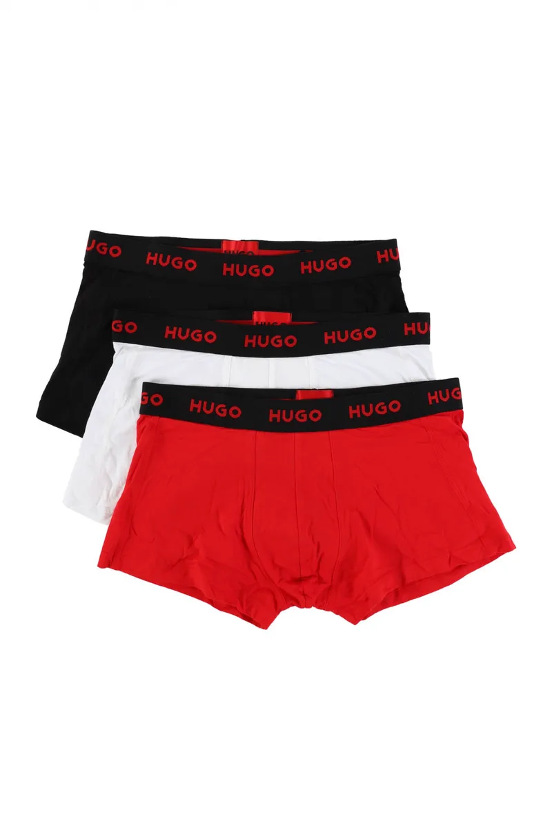 HUGO ΕΣΩΡΟΥΧΟ TRIPLET PACK TRUNKS COTTON STRETCH ΜΑΥΡΟ-ΚΟΚΚΙΝΟ-ΛΕΥΚΟ