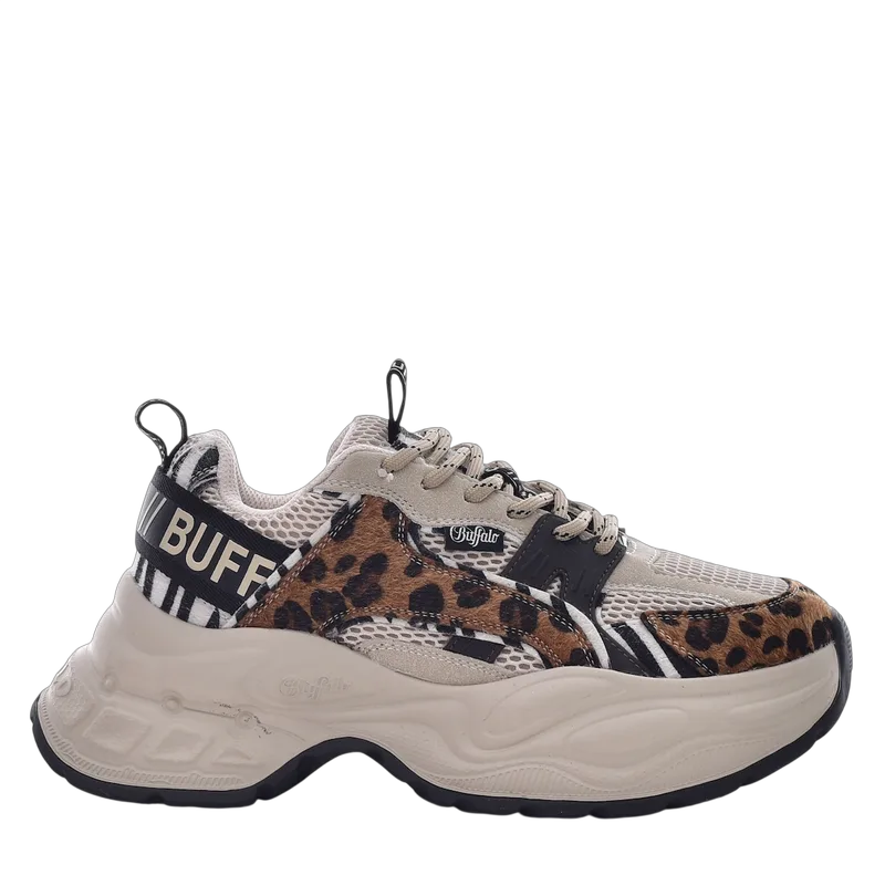 Γυναικεία Yuno Sneakers Μπεζ Buffalo BUF1636751-BEIGE ANIMAL MIX